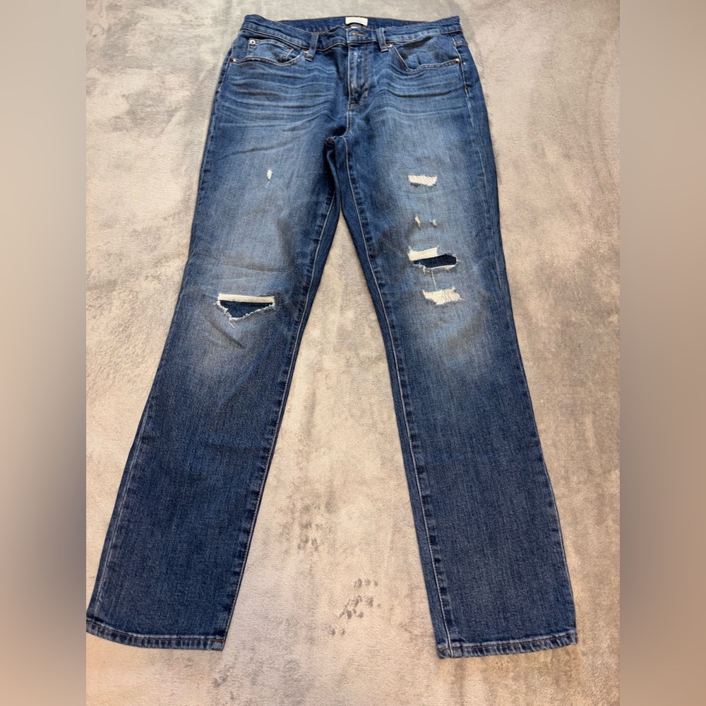 J. Crew Distressed Dark Blue Skinny Jeans